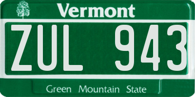 VT license plate ZUL943
