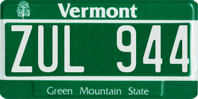 VT license plate ZUL944