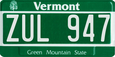 VT license plate ZUL947