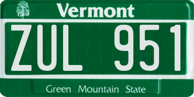 VT license plate ZUL951