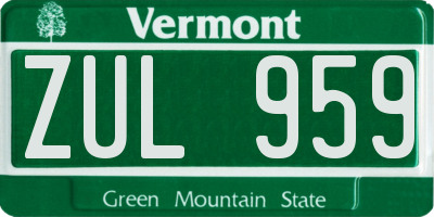 VT license plate ZUL959