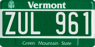 VT license plate ZUL961