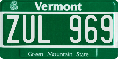 VT license plate ZUL969
