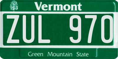 VT license plate ZUL970