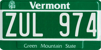 VT license plate ZUL974