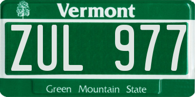 VT license plate ZUL977