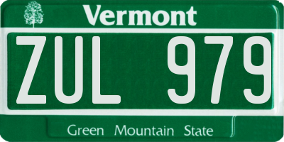 VT license plate ZUL979