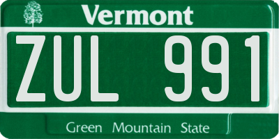 VT license plate ZUL991