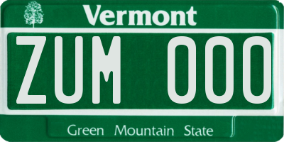 VT license plate ZUM000
