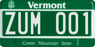 VT license plate ZUM001