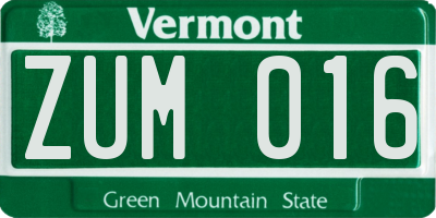 VT license plate ZUM016