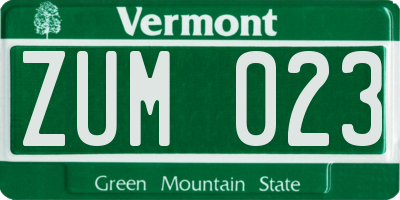 VT license plate ZUM023