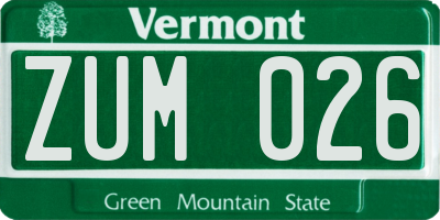 VT license plate ZUM026