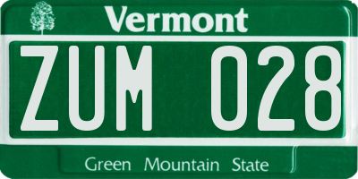 VT license plate ZUM028