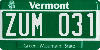 VT license plate ZUM031