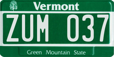 VT license plate ZUM037