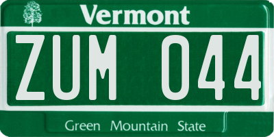 VT license plate ZUM044