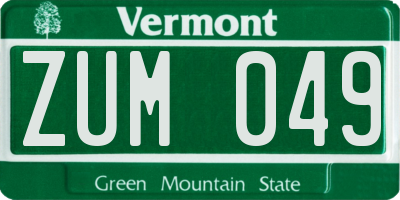 VT license plate ZUM049