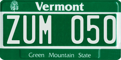 VT license plate ZUM050