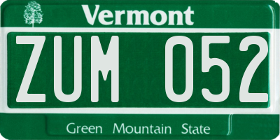 VT license plate ZUM052