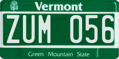 VT license plate ZUM056