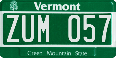 VT license plate ZUM057