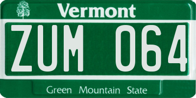 VT license plate ZUM064