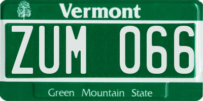 VT license plate ZUM066