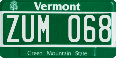VT license plate ZUM068