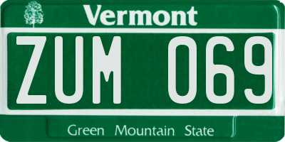 VT license plate ZUM069