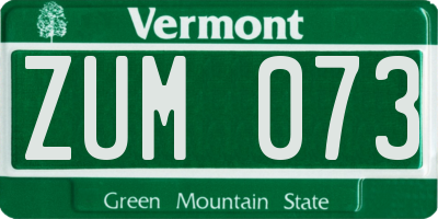 VT license plate ZUM073