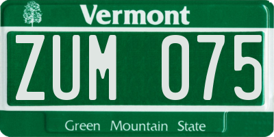 VT license plate ZUM075