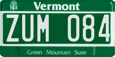 VT license plate ZUM084