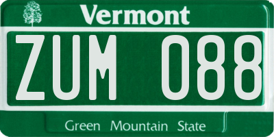 VT license plate ZUM088