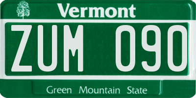 VT license plate ZUM090