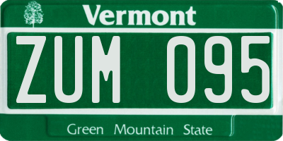VT license plate ZUM095