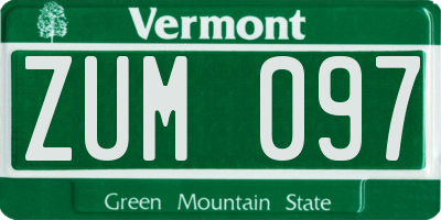 VT license plate ZUM097