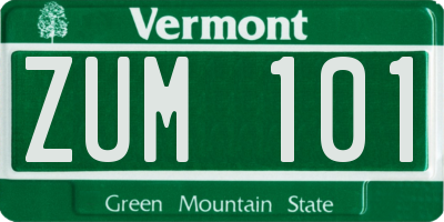 VT license plate ZUM101