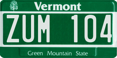 VT license plate ZUM104