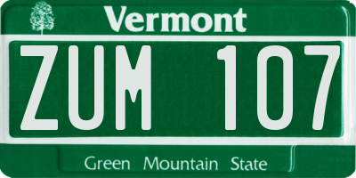 VT license plate ZUM107