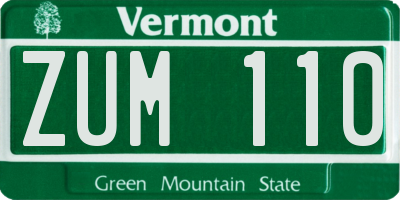 VT license plate ZUM110