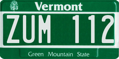 VT license plate ZUM112