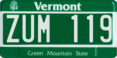 VT license plate ZUM119