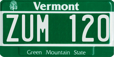 VT license plate ZUM120