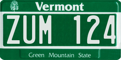 VT license plate ZUM124