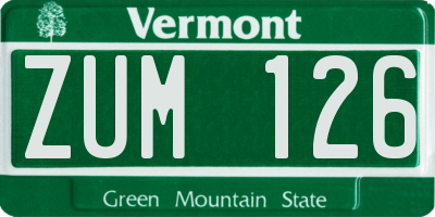 VT license plate ZUM126