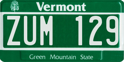 VT license plate ZUM129