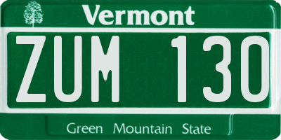 VT license plate ZUM130