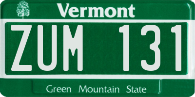 VT license plate ZUM131