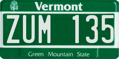 VT license plate ZUM135